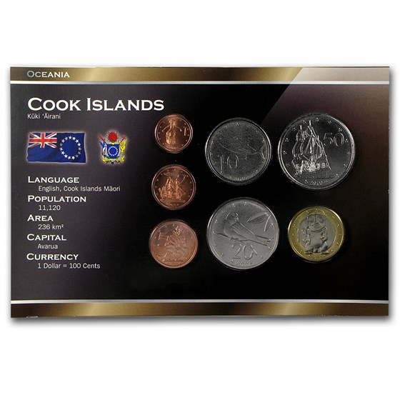 Cook Islands 1 Cent-1 Dollar 7-Coin Set Unc Cook Islands 1 Cent-1 Dollar 7-Coin Set Unc